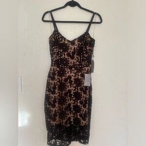 Black lace cocktail dress, size small, new with tags. Max and ash.